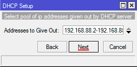 Настройка диапазона ip адресов dhcp сервера микротик